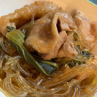 レンジで簡単！チンゲン菜と鶏肉のすき焼き